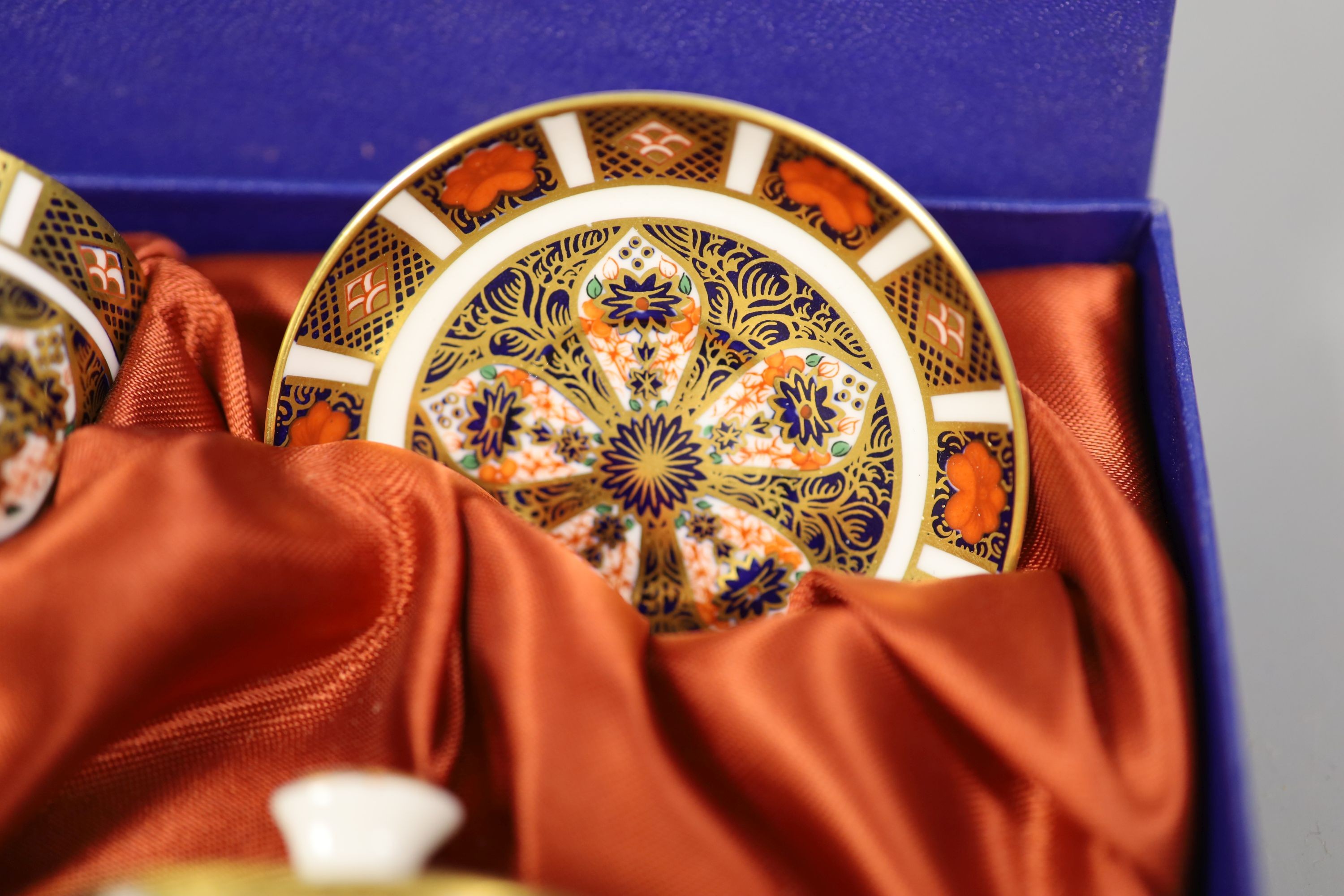 A Royal Crown Derby 'Old Imari' pattern miniature tea service, boxed